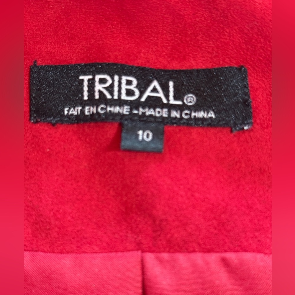 Tribal Faux Suede Women's Jacket Zip Front Pockets Size 10 - Picture 3 of 10